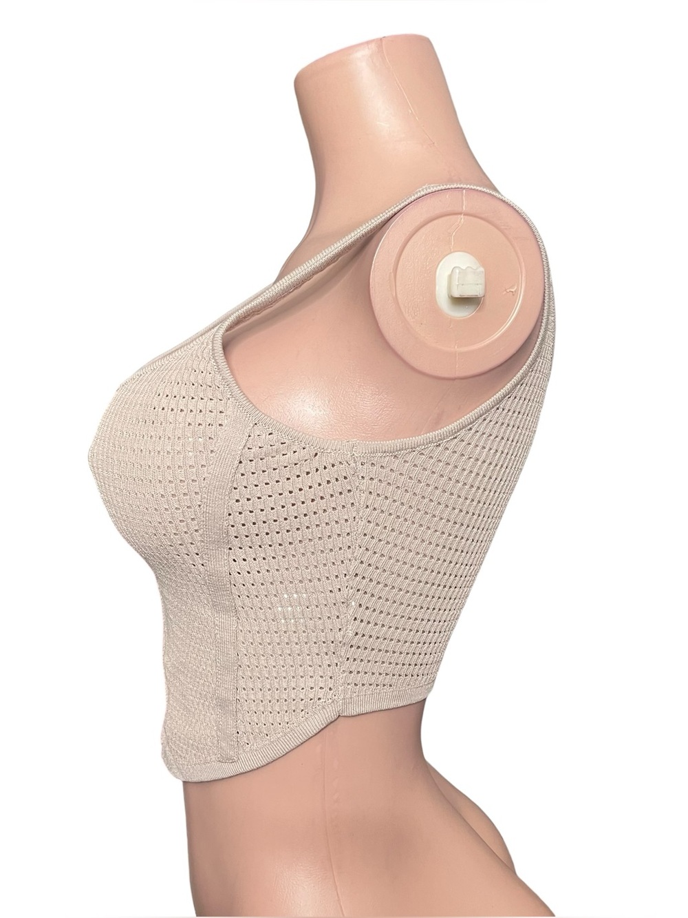 Seamless Knit Beige Crop Top - Picture 2 of 3